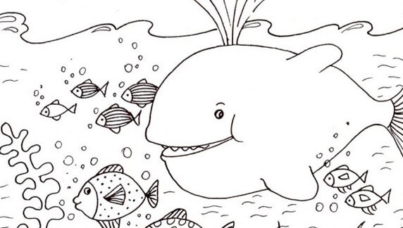 Disegni da colorare per bambini: La balena felice