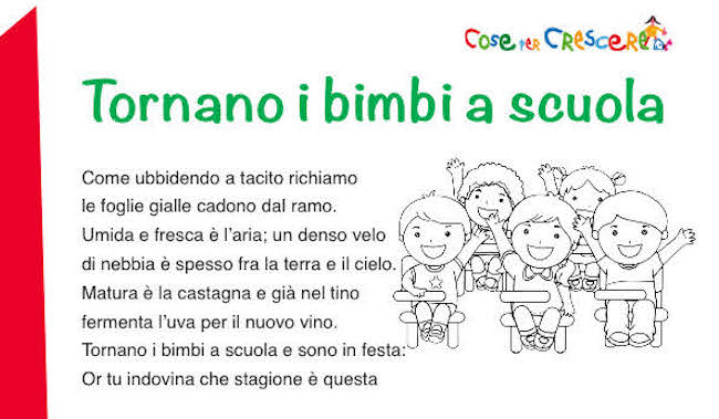 Tornano i bimbi a scuola: poesia da stampare